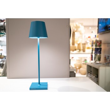 Lampada da tavolo Led di Zafferano collezione Poldina colore Blu