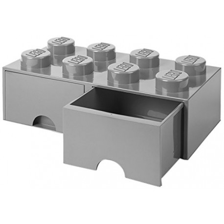 Cassettiera mattoncino Lego 2 cassetti colore grigio