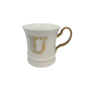 copy of Mug in bone china bianca con manico oro Lettera U Livellara Milano