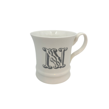 copy of Mug in bone china bianca con Lettera N stampa grigia Livellara Milano